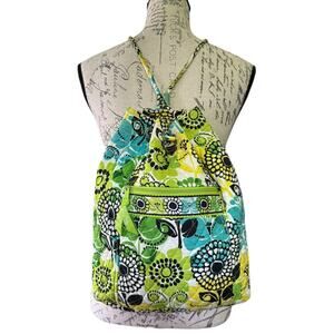 Vera Bradley Retired Limes Up Drawstring Quilted Backpack